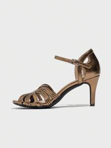 Fashionable & Comfortable Women's Hollow Out Stilettos, Sexy Peep Toe Ankle Strap Sandals, Soft Bottom Low Heels