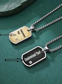 Customized Engraved Text Necklace, Personalized Photo Necklace For Men, Memorial Gift