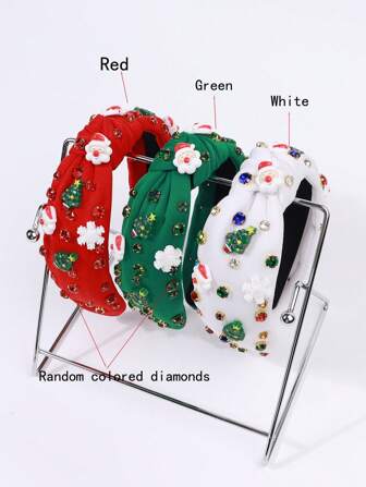 1pc Girls Christmas Headband, Santa Claus & Snowman Xmas Tree Themed Headpiece, Suitable For Christmas Costume, Party, Ball Occasions, Holiday Gift
