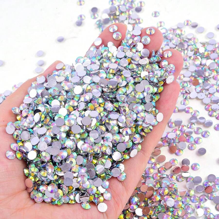 8000-20000pcs Resin Flat Back AB Rhinestones 3.0-5.0mm, Flat Back Rhinestones For Nail Art, Cups, Bottles, Crafts Decoration, Loose Shiny Rhinestones - Crystal AB - View 1