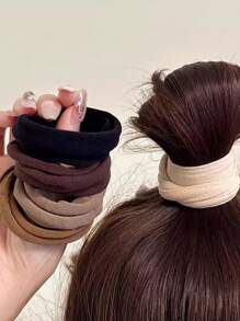 4 件装女士高弹力发带，无缝马尾辫夹，可爱发饰 - 彩色 - 查看 6