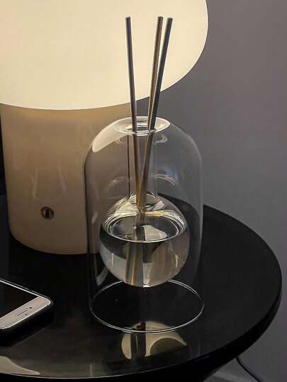 1pc Minimalist High-End Creative Design Double Layer Glass Aroma Diffuser Bottle - Transparent Fragrance Diffuser, Flameless,Aromatherapy,House Freshener,Diffuser,Gift,Home Decor Gifts Birthday Graduation