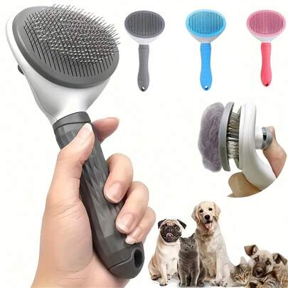 Self-Cleaning Dog Hair Brush, Pet Hair Remover Brush And Dematting Comb For Dogs And Cats, Grooming Tool For Easy And Effective Hair Removal And Detangling