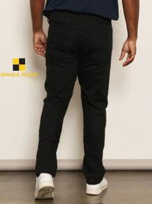 Men's Plus Size Premium Twill Jeans With Elastane And Pockets - Black - View 2