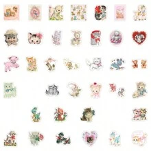 54 件复古动物贴纸美观乙烯基贴纸高品质贴纸贴花剪贴簿、日记、笔记本电脑、保险杠、滑板、水瓶、电脑、手机贴纸可以为您的生活带来很多乐趣，是成人和儿童的完美礼物