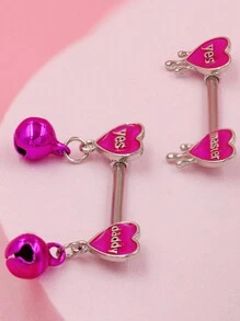 8pcs 316L Stainless Steel Heart & Flower Nipple Rings, Suitable For Women's Daily And Holiday Wear - Nipple Rings - View 5