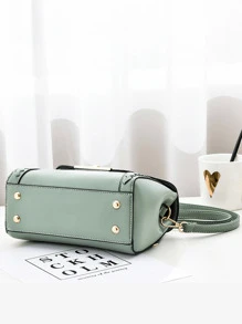 Solid Color Women's Square Handbag, Fashion Mini Crossbody Bag With Top Handle, Stylish Shoulder Wallet With Buckle Decor, Best Mother Day Gifts Ever, Mother's Day - Green - View 7