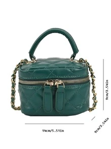 Túi mini nhẹ, túi dây xích, túi chần bông, túi xách tay, túi xô, phù hợp cho nữ sinh, sinh viên và phụ nữ công sở, tuyệt vời cho văn phòng, trường đại học, công việc, đi làm, hoạt động ngoài trời, du lịch và dã ngoại. - Màu xanh lá cây đậm - Xem 6