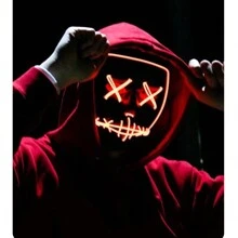 LED Illuminated Black V-Shape Halloween Mask, Glow-In-The-Dark Mask For Rave Party - Multicolor - View 4