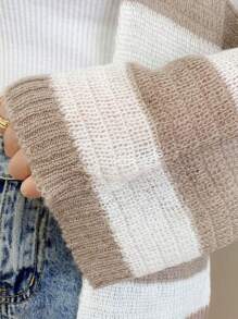 1pc Women Openwork Striped Cardigan Shrug Top, Lightweight And Loose, Sweet And Gentle V-Neck Style, Suitable For Spring And Autumn Accessories Women