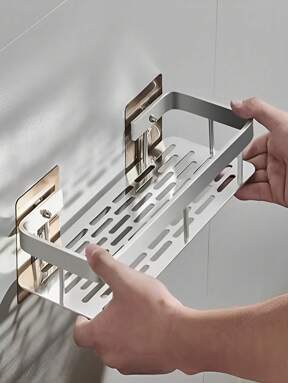 1 pieza Estante de almacenamiento para baño, unidad montada en la pared con adhesivo para el inodoro