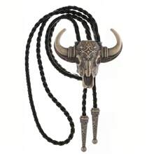 1 Máy Tính Unisex Có Thể Điều Chỉnh Phong Cách Phương Tây Đầu Bò Bolo Thắt Vòng Cổ, cổ Điển Hoa Kỳ Động Vật Đầu Bò Cưới Cổ Áo Sơ Mi Trang Trí, Trường Học - Đồng cổ - Xem 3