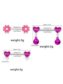 8pcs 316L Stainless Steel Heart & Flower Nipple Rings, Suitable For Women's Daily And Holiday Wear - Nipple Rings - View 6