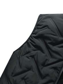 Men's Casual Solid Color Zipper Winter Sleeveless Warm Padded Vest - Black - View 4