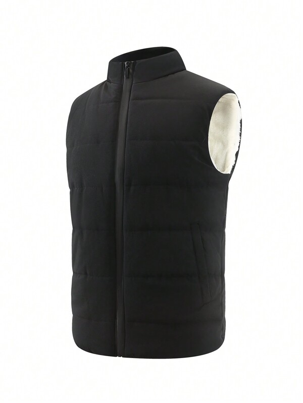 1 pieza Chaleco acolchado y con forro térmico para hombre para exteriores, chaqueta sin mangas térmica para otoño/invierno