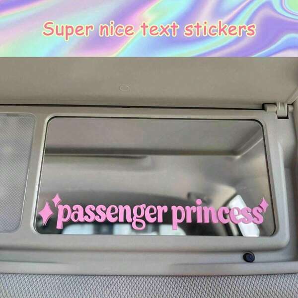 1pc Passenger Princess Text Sticker, Car Interior Rearview Mirror Sticker