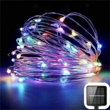 1pc Solar Powered Copper Wire Outdoor Holiday Lights Fairy Garden Decor, Waterproof Halloween Christmas Thanksgiving Gift