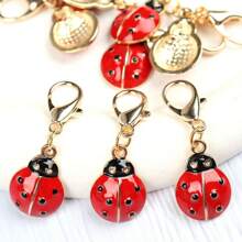 1pc/ 5pcs Cute Ladybug, Sunflower, Bee Mini Keyrings, Charm Accessories For Bags, Special Birthday Gifts For Friends, Graduation Gifts, Autumn, Back To School Car Accessories Bag Charm Backpack For School Goth Y2k Christmas Bag Charms Car Teacher Sister Gift Ideas - Red - View 2
