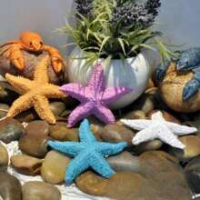 3 件/套随机颜色地中海风格海星和贝壳装饰，树脂水族馆/墙壁艺术（泡泡制作）最佳礼物 - 彩色 - 查看 9