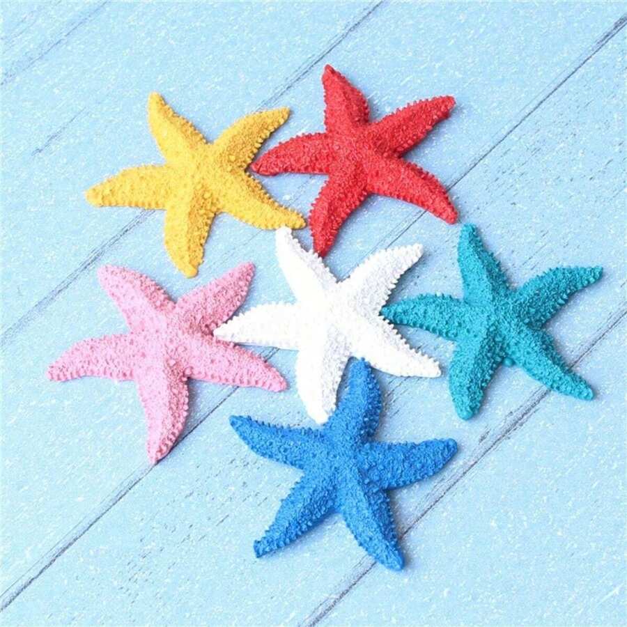 3 件/套随机颜色地中海风格海星和贝壳装饰,树脂水族馆/墙壁艺术(泡泡制作)最佳礼物 - 彩色 - 查看 1