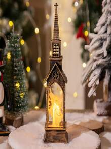 1 szt. Dekoracja świąteczna Latarnia Dom Oświetlenie Ozdoba, Kreatywne Mini Nocne Światło, Elektroniczna Świeca Lampa, Prezent Świąteczny