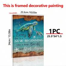1 Piece Undersea Turtle Everyday Is A New Beginning Canvas Wall Art Artwork Home Decor For Bedroom Living Room Bathroom Frameless Posters, Wall Art, Room Decoration Stuff Gifts Birthday Graduation Coastal Decor Coastal Decor Beach Decor