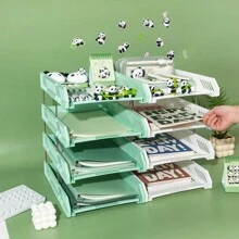 4-Tier Desktop Document Tray, A4 Paper Storage Organizer, Multi-Layer File Folder Shelf, Office Supplies Rack - Multicolor - View 1