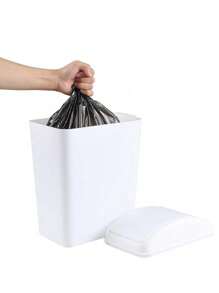 3 Packs 4.5 Gallon Trash Can With Swing Top Lid, Plastic Garbage Bin With Lid - 白色 - 查看 5