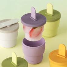 硅胶冰淇淋杯 - 可重复使用的甜点模具，自制甜点的理想选择，夏季和派对必备品 - 彩色 - 查看 4