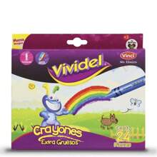 Crayón Escolar Redondo Jumbo Caja con 24 Colores Vividel - Multicolor - Ver 1