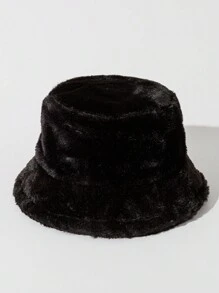 1pc Solid Color Plush Bucket Hat For Fall, Soft & Warm Beanie Cap For Couples' Casual, Outdoor Activities, Etc. Winter Fall Winter Outfits,Holiday,Festival - Solid Color - View 15