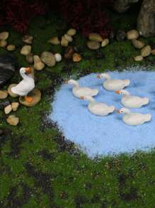 6pcs/Set Resin Duck Mom & Duckling Figurines For Mini Landscape Decoration