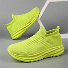 网眼透气运动鞋，男女通用跑步运动鞋 - 螢光綠 - 查看 2