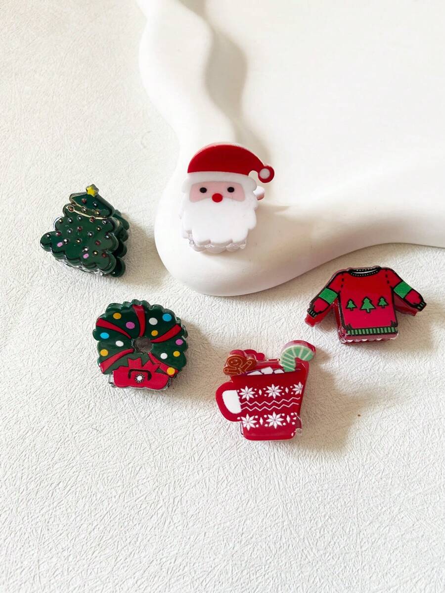 Bộ 5 phụ kiện tóc hình bông tuyết cây thông Noel cho nữ (Kẹp áo len, dây buộc tóc, kẹp tóc) Tai hươu - Nhiều màu - Xem 1