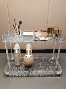 1pc 2-Tier Vanity Makeup And Perfume Storage Shelf, Bathroom Countertop Cosmetic And Skin Care Products Organizer Bag, Room Decor, Bags, Makeup Bag, Vanity, Travel, Make Up Bag, Travel Essentials, Organizer, Storage, Travel Essential, Makeup Organizer, Makeup Bags, Toiletry Bag, Desk Organiser, Cosmetic Bag, Makeup Pouch, Make Up Organizer, Vanity Accessories, Make Up Pouch, Make Up Bags, Jewellery Box, Pouch, Makeup Brush Holder, Brush Holder, Perfume Organiser, Pouch Bag,Gifts For Women,Christmas Gifts,Gift Ideas For Women