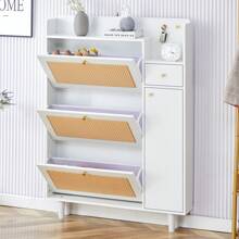 Modern Minimalist Storage Cabinet, Japanese Rattan Shoe Cabinet, Bed Top Cabinet, Small Home Furniture. Suitable For Corridors And Living Rooms. - White - View 1
