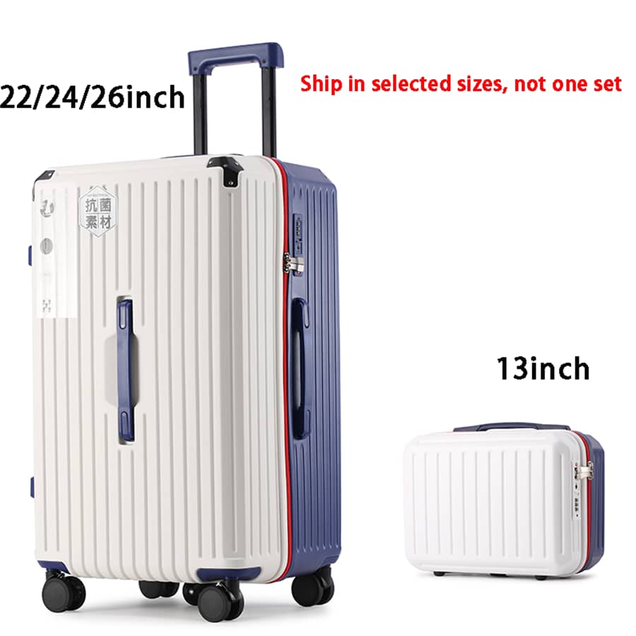 Fashionable, Durable & Lightweight Large Capacity Luggage, Three Handles Rolling Travel Suitcase, 24'' & 26'' With Four Metal Corner Protectors, TSA Lock, ABS+PC Materials, Separate Wet & Dry Storage Bag, Five Rotating Wheels, With Cup Holder And USB Charging Port, Suitable For Students, With 13'' Makeup Bag, Perfect For School, Honeymoon, Graduation, Business Trip And Other Travel Needs, Ideal Gift For Men, Women And Couples Holiday Study Abroad Boys Girls