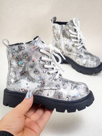 Girls  Boots Short Boots, Autumn Winter New Korean Fashion Children Middle Small Kids Anti-Slip Casual Leather Boots