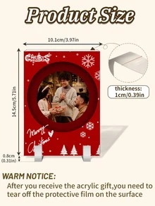 1 pièce Ornement de bureau rectangulaire en acrylique personnalisé pour les photos de Noël des couples, photo personnalisée avec base de décoration de bureau, cadeau photo DIY pour la Saint-Valentin, cadeau commémoratif d'anniversaire unique, décoration de bureau idéale pour les occasions spéciales comme la décoration de Noël à la maison, le mariage, l'anniversaire, la décoration de la maison ou du bureau, etc. pour les meilleurs amis et la famille. (Il y a 4 modèles à choisir)