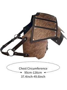 Viking Faux Leather Single Pauldron Shoulder Armor, Retro Medieval Knight Shoulder Armor For LARP/Cosplay Halloween - A - View 11