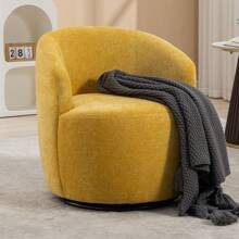 Swivel Barrel Chair, Small Swivel Accent Chair Comfy Round 360° Chenille Swivel ArmChair, Modern Round Accent Arm Chairs For Living Room Bedroom Nursery - 黃色 - 查看 1