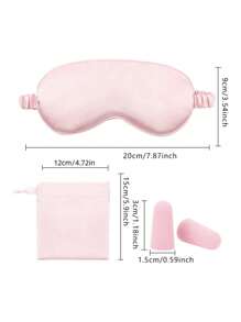 3 件套双面丝绸睡眠眼罩带耳塞适用于卧室、旅行、办公室、学校 - 粉色 - 查看 6