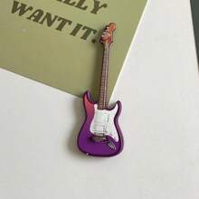 1pc Mini Wooden Electric Guitar Model Fridge Magnet, Popular Guitar Fridge Decor, Whiteboard Magnets, Cute Office Kitchen Magnets, Kitchen Utensils, Home Decor Fridge Magnets, Perfect Gift For Music Lovers, Halloween, Gifts Birthday Graduation
