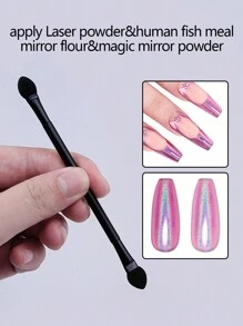 Dual-Ended Aurora Makeup Sponge Stick, Reusable Beauty Makeup Blender Applicator - Black - View 4