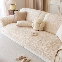 1PC Solid Color Plush Winter Lamb Plush Sofa Cushion, Non Slip Sofa Protective Cover For Living Room, 1/2/3/4 Person Seat, Home Soft Decoration, Suitable For Living Room, Office, Bedroom - Beige - View 7