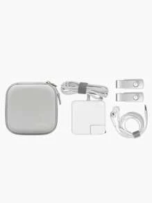 1PC Bag Na Leather Apple Notebook Data Cable Charger Power Supply Hard Shell Protective Storage Bag Portable Multifunctional Headphone U Disk U Shield Hard Shell Protective Case Power Bank Travel Travel Bag Portable Charger Charger Case School College Back To School Headphone Case Cable Bag Electronic Bag Dorm Cable Organizer Home Camping - Grey - View 6