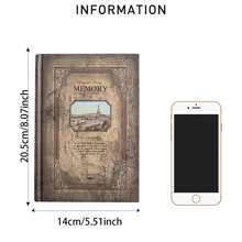 1pc European Retro Design Hard Notebook, Retro Circle And Line Embossed Notebook Suitable For Office, School - one-size - View 2
