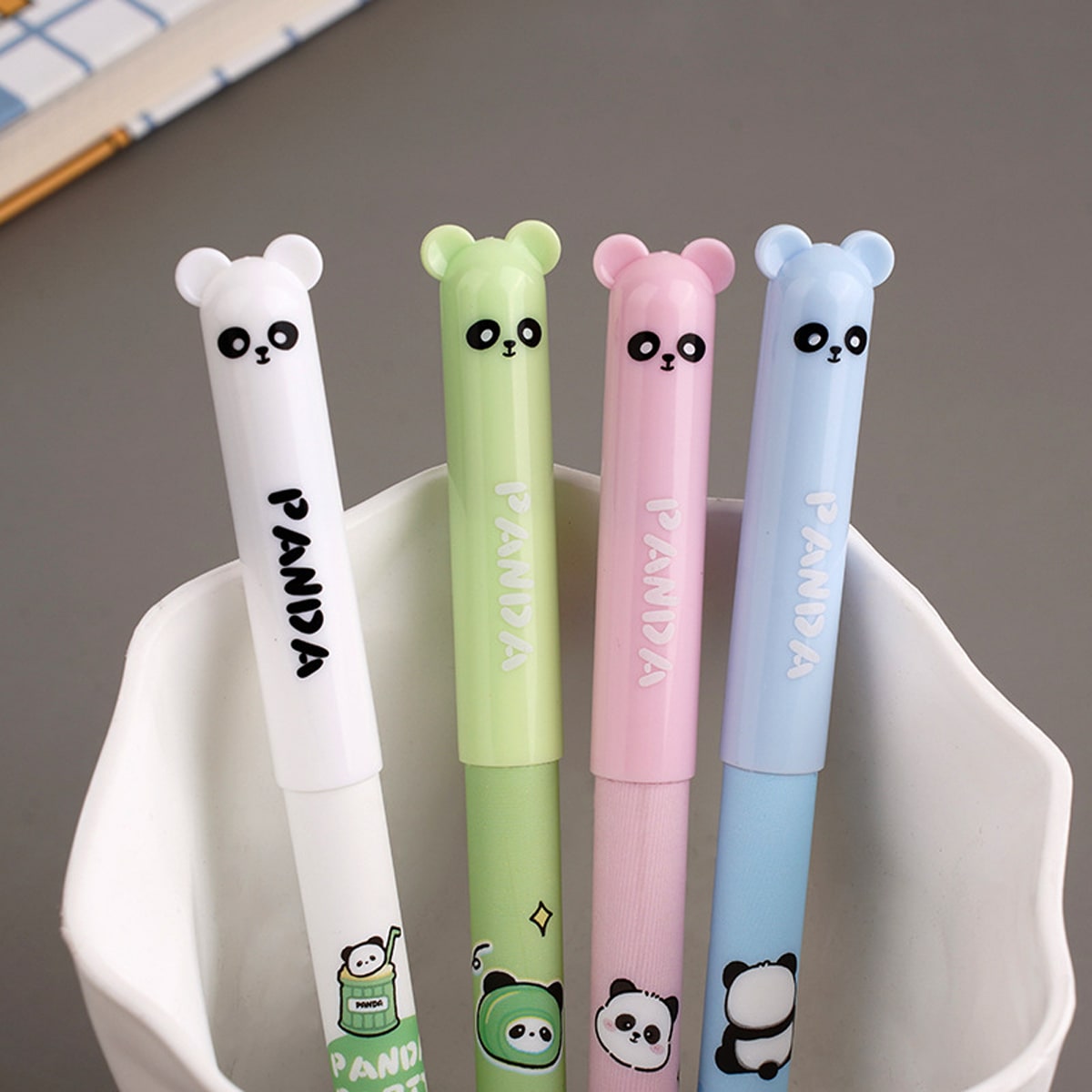 24pcs Erasable Pens, Panda Cartoon MoYi Erasable Hot Erasable Magic Erasable Neutral Pens, Back To School Student Ballpoint Pens Back To School