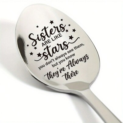 Stainless Steel Sister Gift, Etched Starry Style Spoon/Teaspoon For Sister, Birthday, Christmas, Graduation, Also Suitable For Cafes And Restaurants Back To School