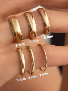 QWNHONEY 1Pc 18k Gold Plating Minimalist Solid Ring